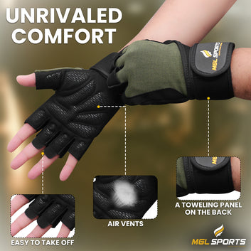MGL Sports Weight Lifting Gloves – Black & Green Edition