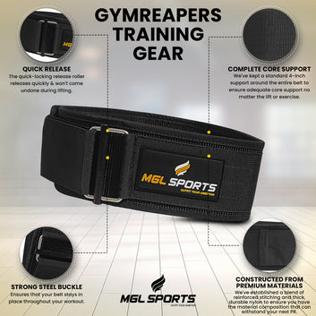 MGL Sports Nylon Self-Locking Weightlifting Belt – Secure Fit, Maximum Support